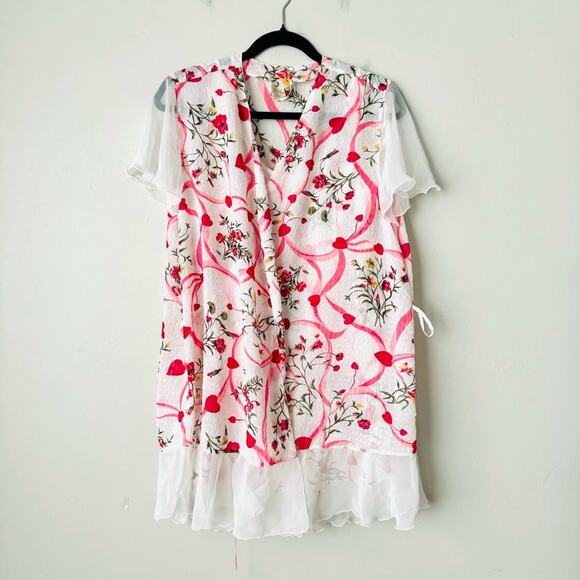 Victoria's Secret gold label Floral Heart Robe Pink Flutter Sleeve & gown - Picture 2 of 13